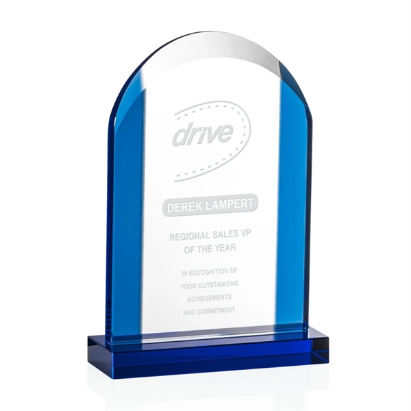 In the Embleton award, blue optical crystal sides and base provide... from ASI 84592 St Regis Group / St Regis