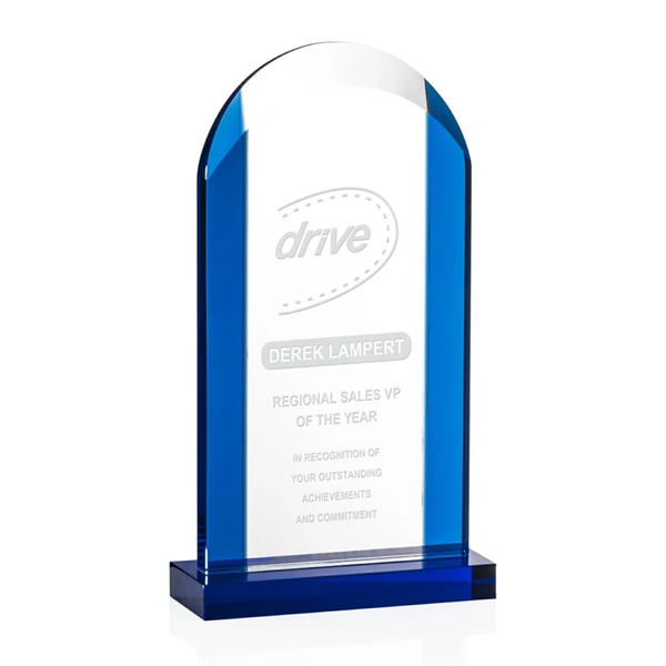 In the Embleton award, blue optical crystal sides and base provide... from ASI 84592 St Regis Group / St Regis