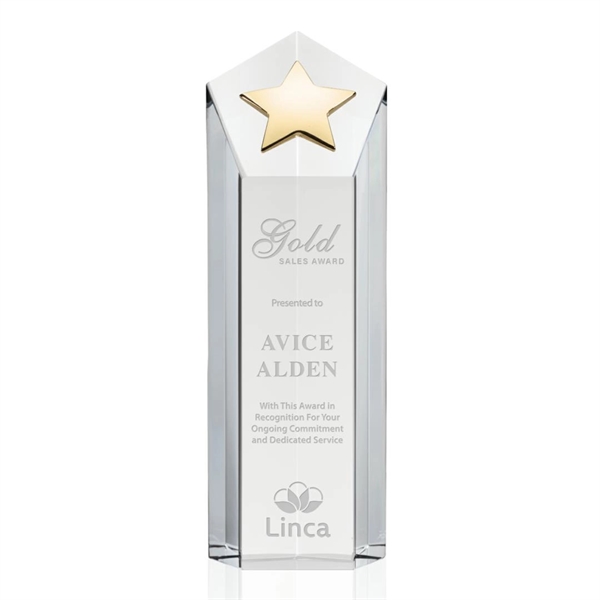 Sleek Optical Crystal features a gleaming Gold Cast Metal Star.... from ASI 84592 St Regis Group / St Regis