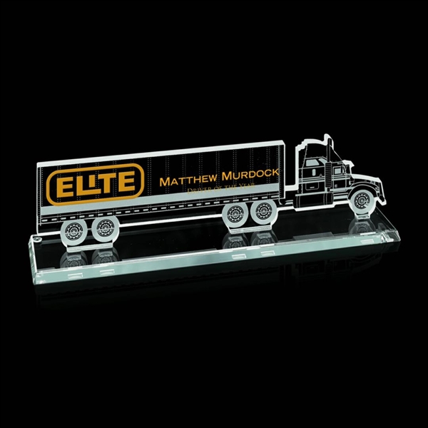 Aqua shaped jade glass transport truck award, 12" x 3" with... from ASI 84592 St Regis Group / Prestige Glass