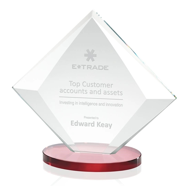 Starfire crystal diamond shape award with red base.... from ASI 84592 St Regis Group / St Regis