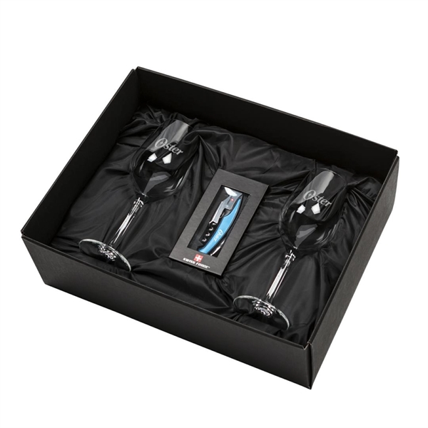 Giftset includes 2 Lethbridge  Stemmed wine glasses and Swiss Force®... from ASI 84592 St Regis Group