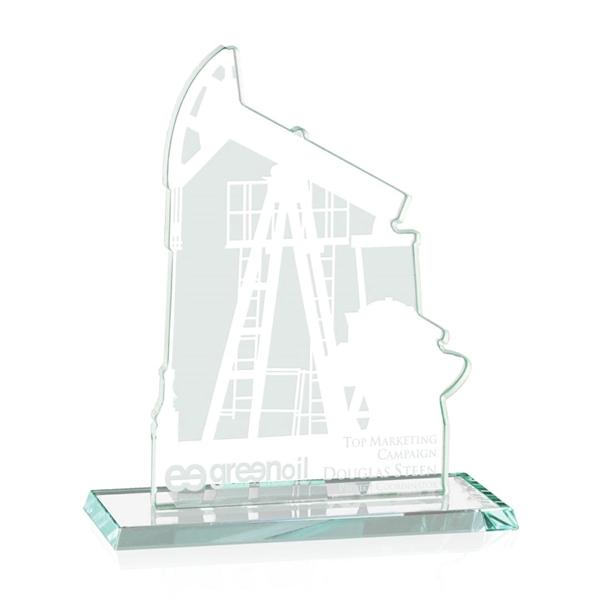 8" high aquashaped Jade glass oil drill award.... from ASI 84592 St Regis Group / Prestige Glass