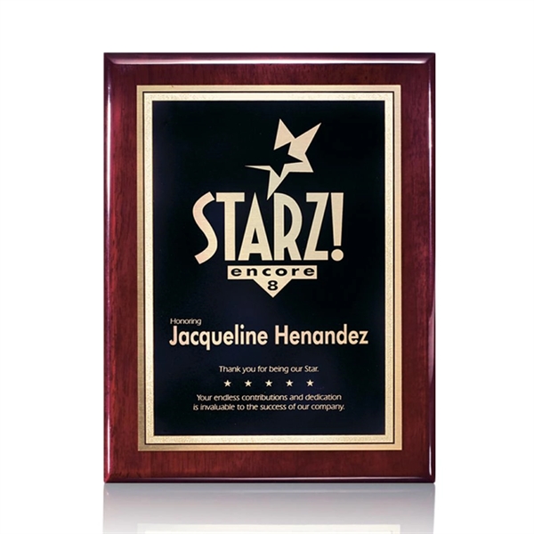 High gloss piano finish rosewood wall plaque with a solid brass... from ASI 84592 St Regis Group / St Regis