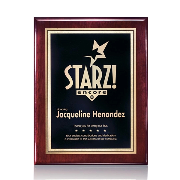 High gloss piano finish rosewood wall plaque with a solid brass... from ASI 84592 St Regis Group / St Regis