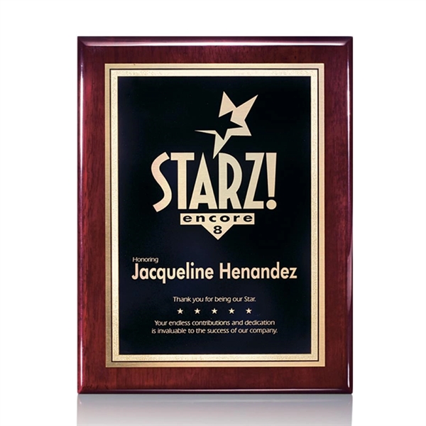 High gloss piano finish rosewood wall plaque with a solid brass... from ASI 84592 St Regis Group / St Regis