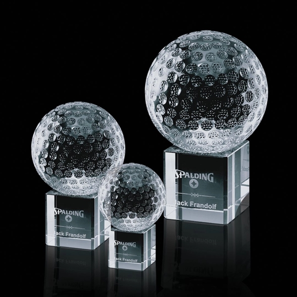 Award with optical crystal golf ball on an optical cube base.... from ASI 84592 St Regis Group / St Regis
