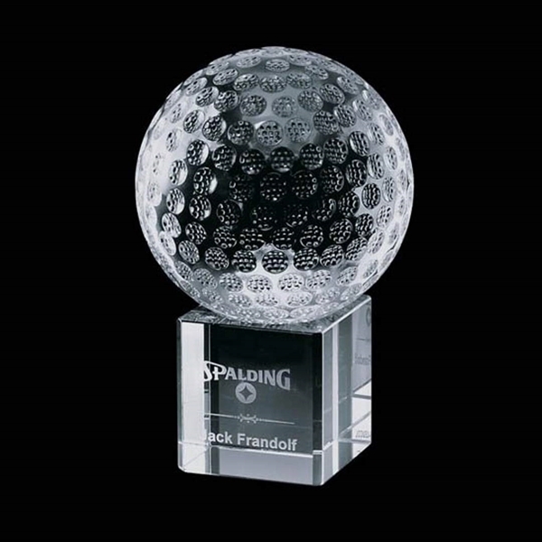 Award with optical crystal golf ball on an optical cube base.... from ASI 84592 St Regis Group / St Regis