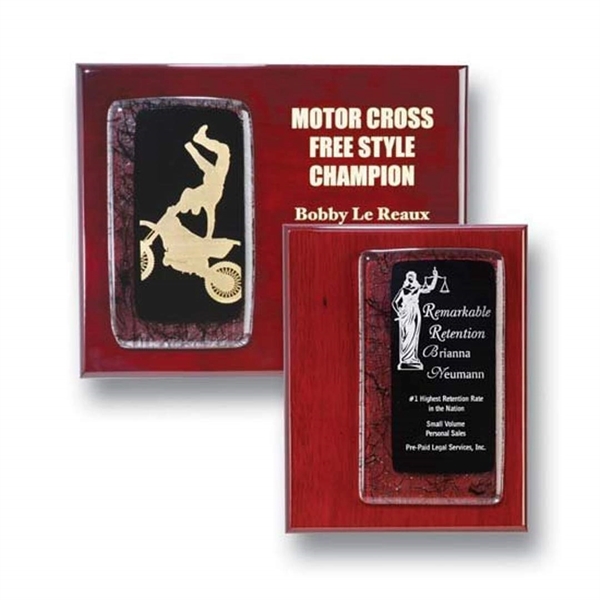 Art glass on rosewood plaque.... from ASI 84592 St Regis Group / R S Owens & Co Inc