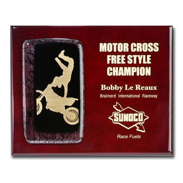 Art glass on rosewood plaque.... from ASI 84592 St Regis Group / R S Owens & Co Inc