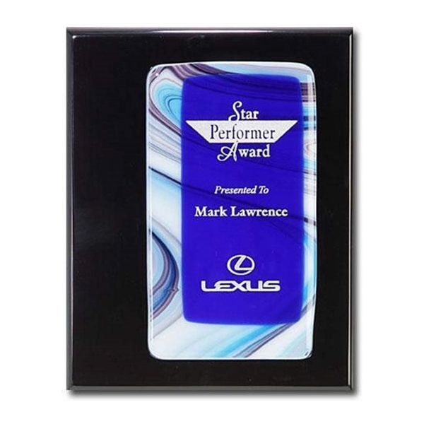 Piano finish plaque with art glass.... from ASI 84592 St Regis Group / R S Owens & Co Inc