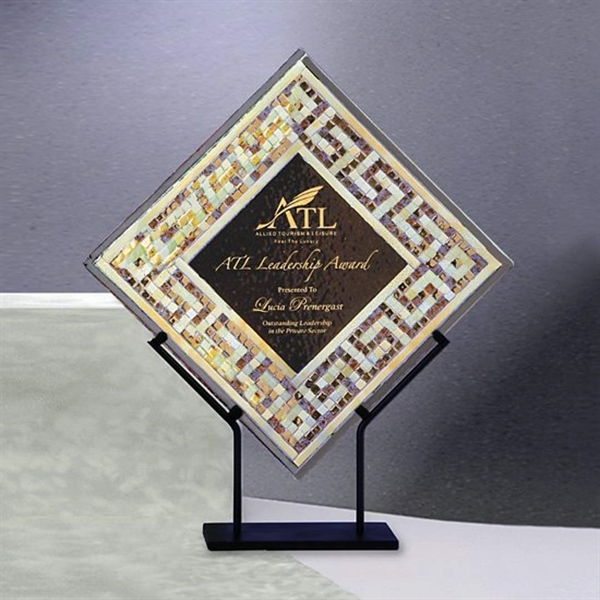 Italian glass mosaic tile award, 13" x 13".... from ASI 84592 St Regis Group / R S Owens & Co Inc
