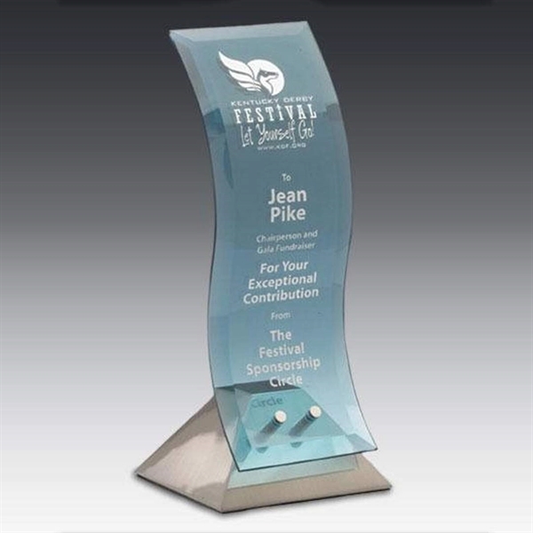 Azure crystal award with satin nickel base.... from ASI 84592 St Regis Group / R S Owens & Co Inc