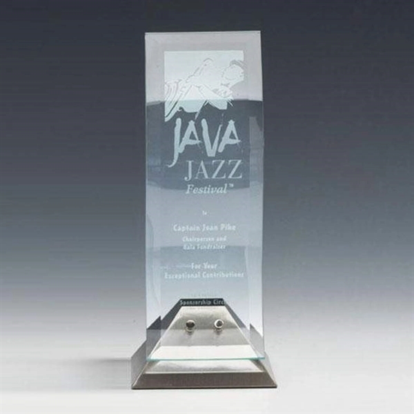 Azure crystal award with satin nickel base.... from ASI 84592 St Regis Group / R S Owens & Co Inc