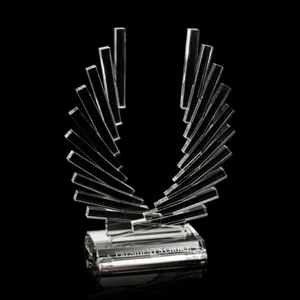 Beveled optical crystal rods are layered in delicate steps to create... from ASI 84592 St Regis Group / R S Owens & Co Inc