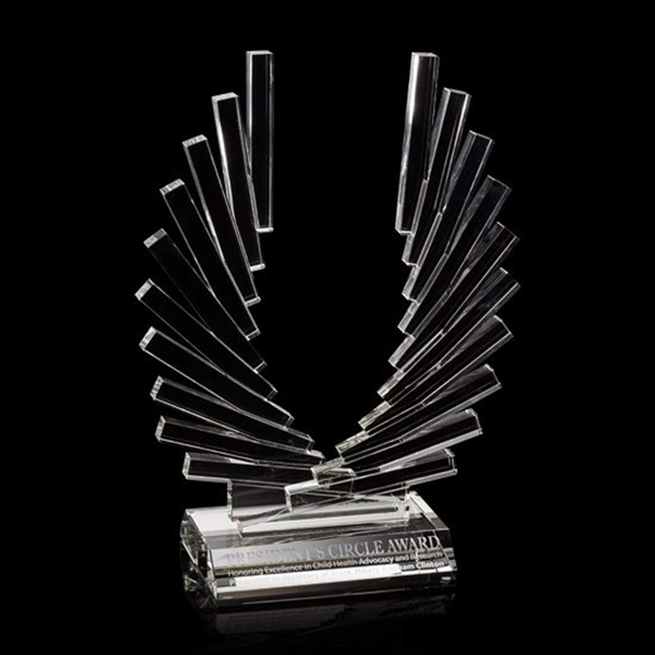 Beveled optical crystal rods are layered in delicate steps to create... from ASI 84592 St Regis Group / R S Owens & Co Inc