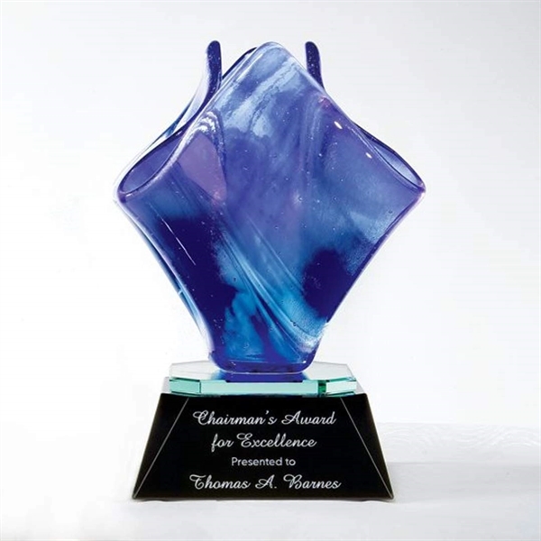 Art glass award with mirror and ebony optical crystal base.... from ASI 84592 St Regis Group / R S Owens & Co Inc