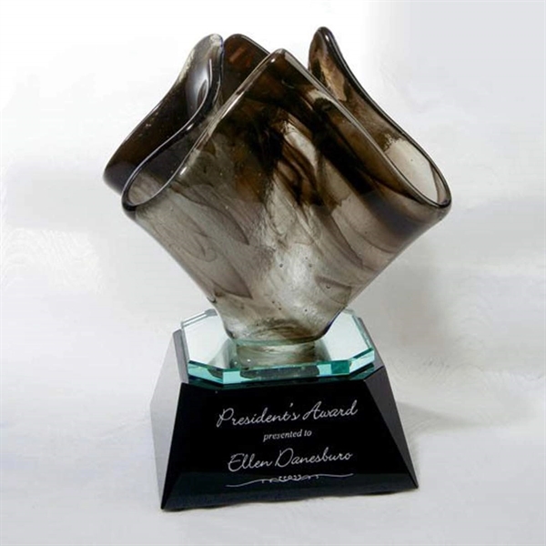 Art glass award with mirror and ebony optical crystal base.... from ASI 84592 St Regis Group / R S Owens & Co Inc