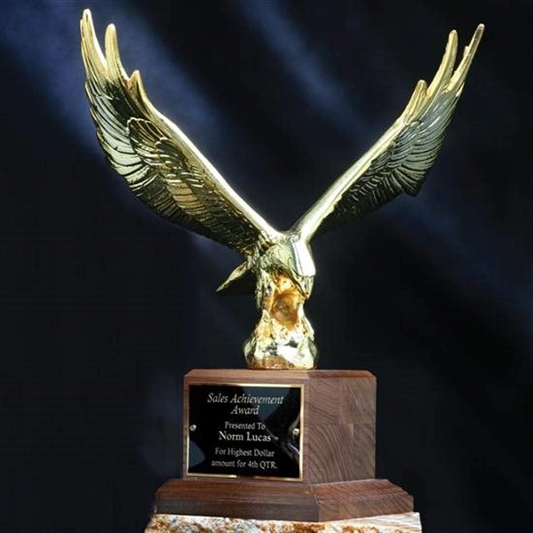 Eagle leadership award on walnut base; 11 1/8".... from ASI 84592 St Regis Group / R S Owens & Co Inc