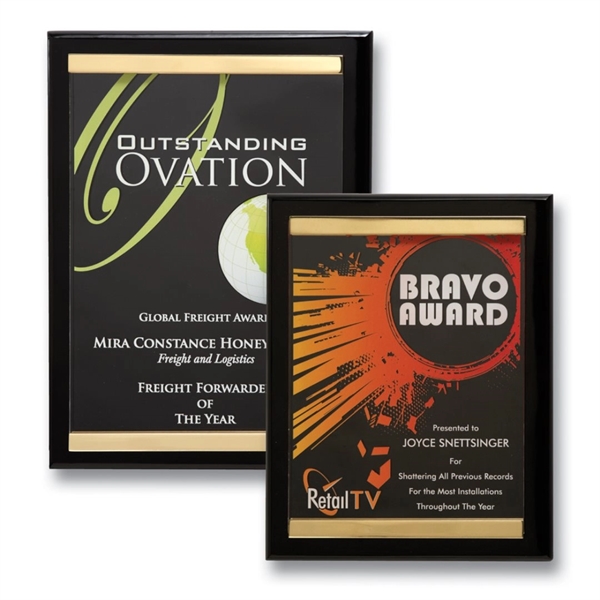 Acrylic and brass on black piano finish wall plaque.... from ASI 84592 St Regis Group / R S Owens & Co Inc