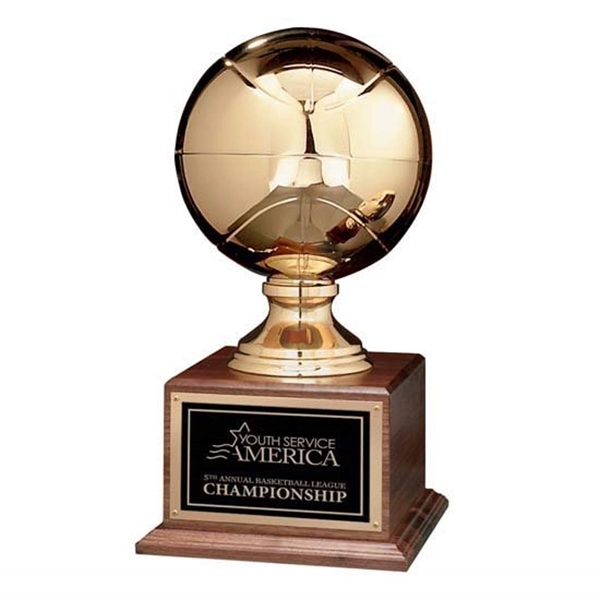 Basketball award on walnut base; made in USA.... from ASI 84592 St Regis Group / R S Owens & Co Inc