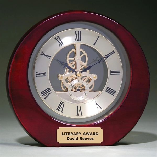 Rosewood piano finish desk clock, 8" x 7 1/4" x 1... from ASI 84592 St Regis Group / R S Owens & Co Inc