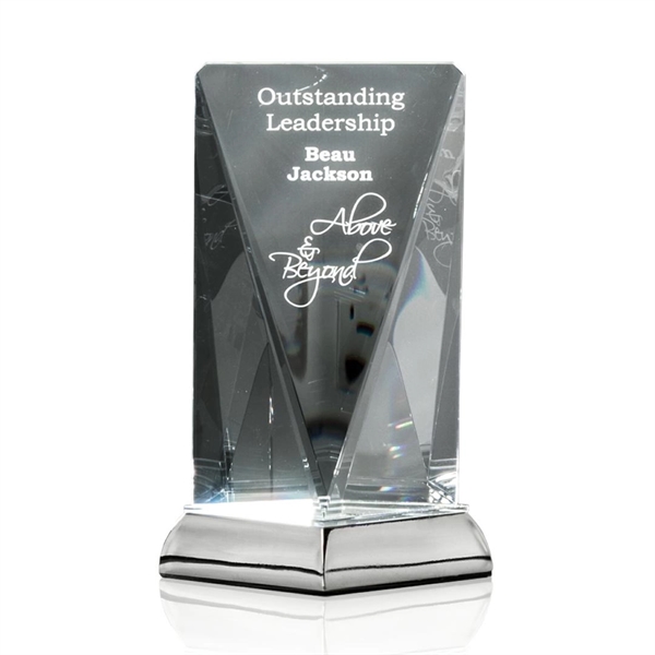 The optical crystal cuts of the Rubicon Award taped to narrow... from ASI 84592 St Regis Group / R S Owens & Co Inc