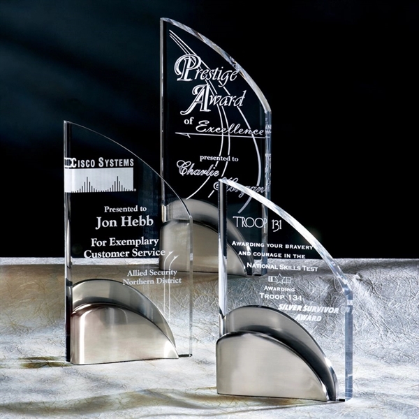 Acrylic award with satin nickel base.... from ASI 84592 St Regis Group / R S Owens & Co Inc