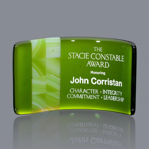 The Cadence is a curved award made from panels of glass... from ASI 84592 St Regis Group / R S Owens & Co Inc