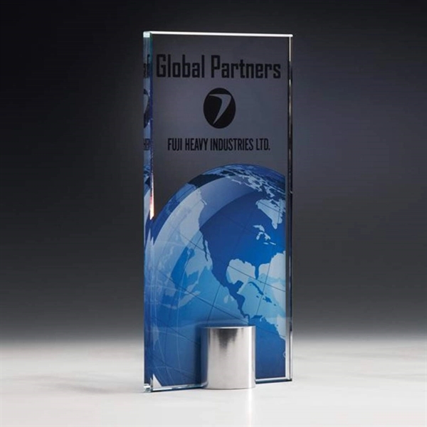 Starfire crystal global award on polished aluminum base.... from ASI 84592 St Regis Group / R S Owens & Co Inc