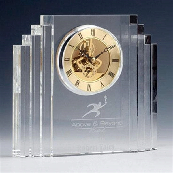 Optical crystal mantel clock with gold accents.... from ASI 84592 St Regis Group / R S Owens & Co Inc