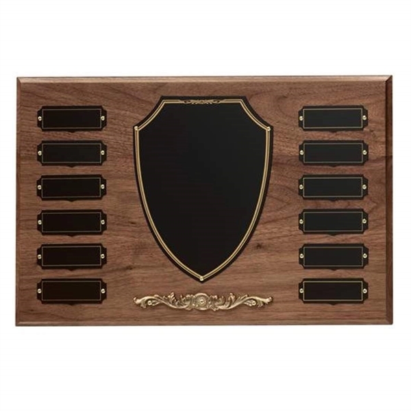 Antique bronze trim walnut plaque, 10" x 15".... from ASI 84592 St Regis Group / R S Owens & Co Inc