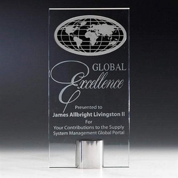 Starfire crystal, etched medallion award with polish aluminum base.... from ASI 84592 St Regis Group / R S Owens & Co Inc