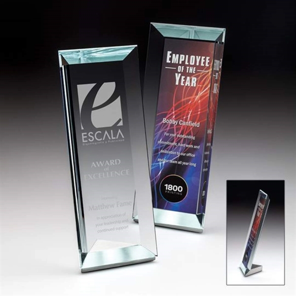 Jade crystal and brushed aluminum base award.... from ASI 84592 St Regis Group / R S Owens & Co Inc