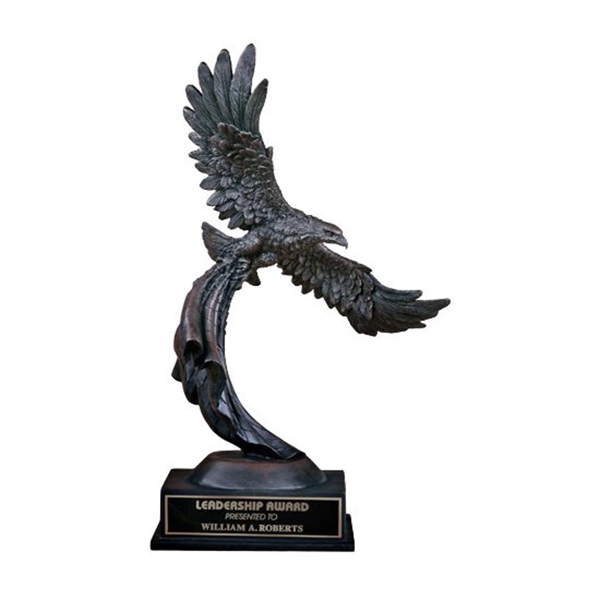 Stonecast award of flying eagle carrying flag, antique bronze with plate... from ASI 84592 St Regis Group / R S Owens & Co Inc