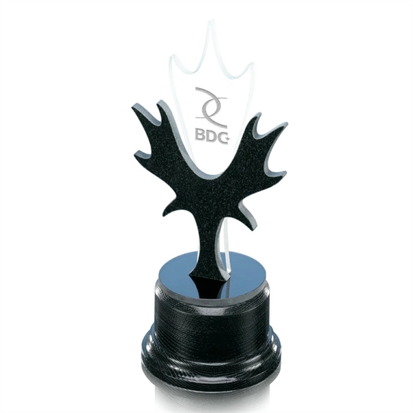 11" trophy - starfire/granite on black base.... from ASI 84592 St Regis Group / Prestige Glass