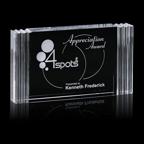 Thick optical crystal award with faceted edges.... from ASI 84592 St Regis Group / St Regis