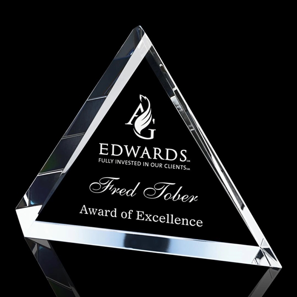 An elegant freestanding triangular award featuring deep asymmetric tapering bevels.... from ASI 84592 St Regis Group / St Regis