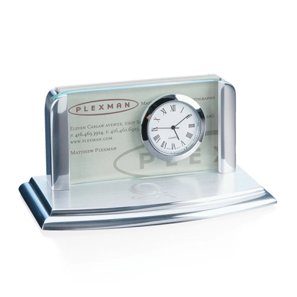 Clock/card holder - jade/aluminum, 4" x 3".... from ASI 84592 St Regis Group