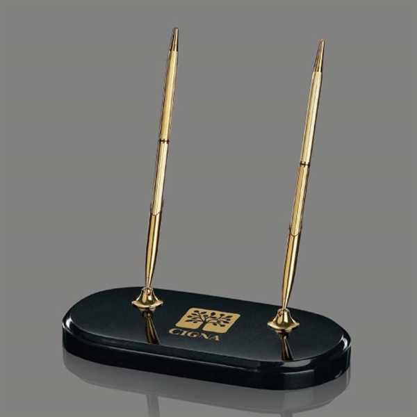 Black genuine marble oval pen stand.... from ASI 84592 St Regis Group