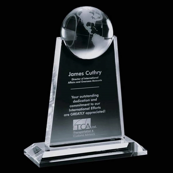 Optical crystal award topped with an optical globe.... from ASI 84592 St Regis Group / St Regis