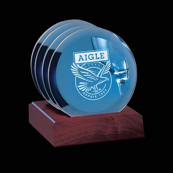 Beautifully structured mirrored beveled coasters complete with a custom wooden base.... from ASI 84592 St Regis Group