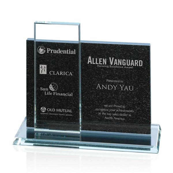 Starfire award with granite accent piece, 7" x 8".... from ASI 84592 St Regis Group / Prestige Glass