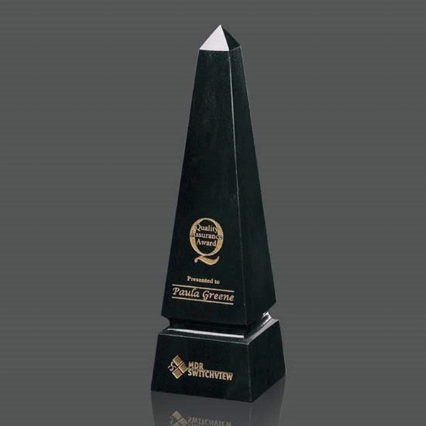 Genuine black marble grooved obelisk shape award.... from ASI 84592 St Regis Group / St Regis
