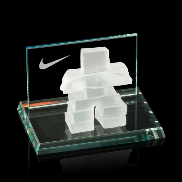 A frosted glass Mini Inukshuk on a beveled 3/8” jade base... from ASI 84592 St Regis Group