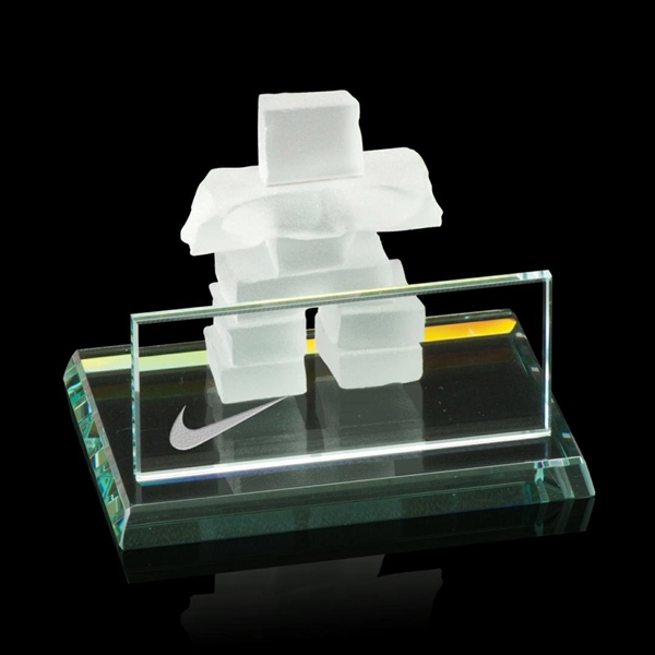 A frosted glass Mini Inukshuk on a beveled 3/8” jade base... from ASI 84592 St Regis Group