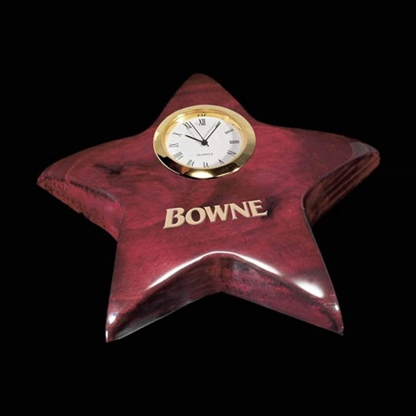 Rosewood star shape paperweight with clock.... from ASI 84592 St Regis Group