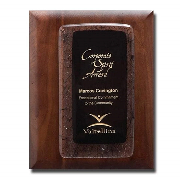 Art glass on walnut piano finish plaque.... from ASI 84592 St Regis Group / R S Owens & Co Inc