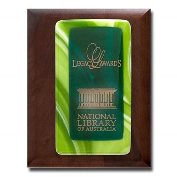 Piano finish plaque with art glass.... from ASI 84592 St Regis Group / R S Owens & Co Inc