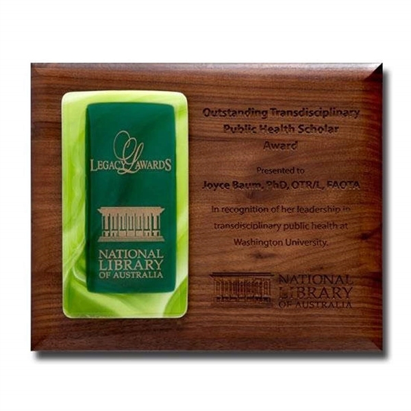 Piano finish plaque with art glass.... from ASI 84592 St Regis Group / R S Owens & Co Inc